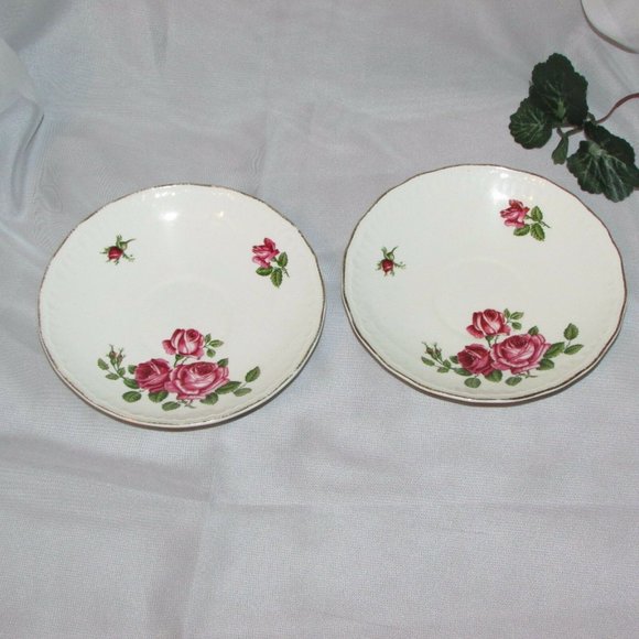 2 Swinnerton's Luxor Vellum Saucers for Coffee Cup or Teacup Vintage Pink Roses - Picture 2 of 5